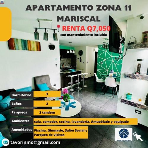 Apartamento zona 11 amueblado y equipado