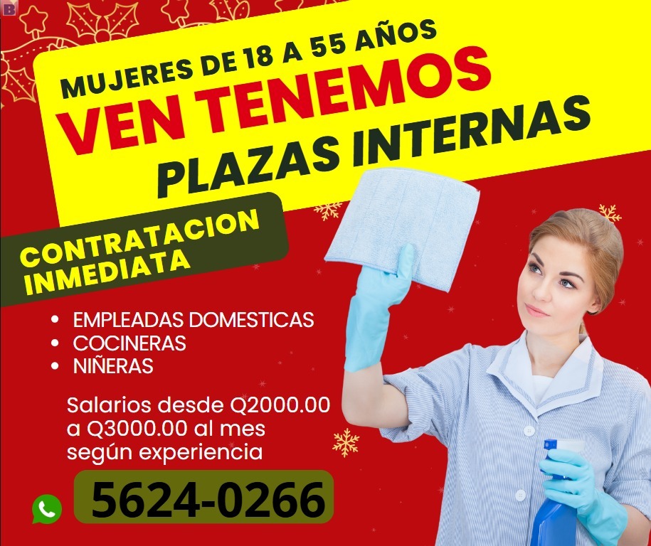 Oferta de Trabajo Inmediato y Seguro: Cuidado de Niños y Cocina